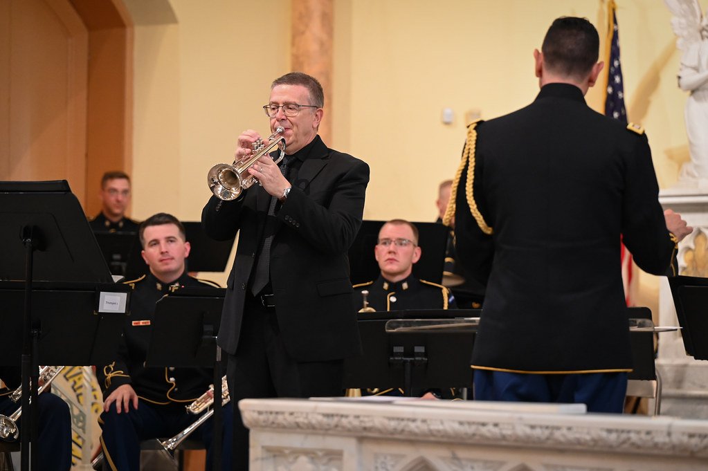 Trumpet players performing live